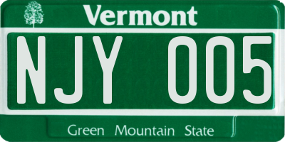 VT license plate NJY005