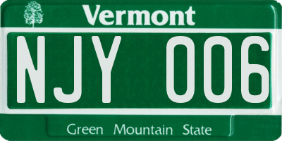 VT license plate NJY006