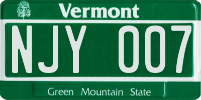 VT license plate NJY007