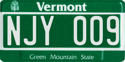 VT license plate NJY009