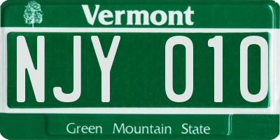 VT license plate NJY010