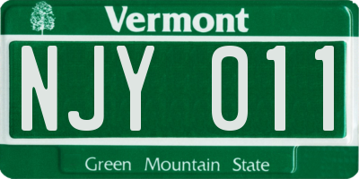 VT license plate NJY011