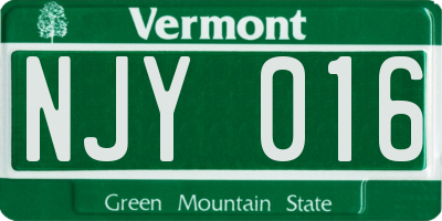 VT license plate NJY016