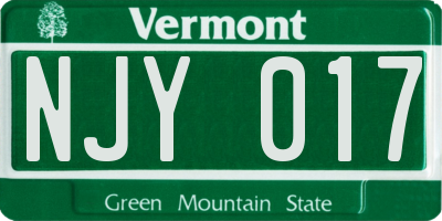 VT license plate NJY017