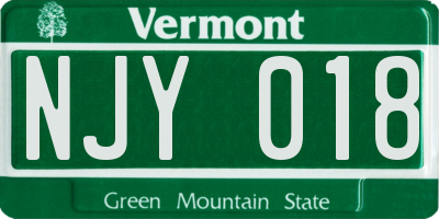 VT license plate NJY018