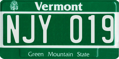 VT license plate NJY019