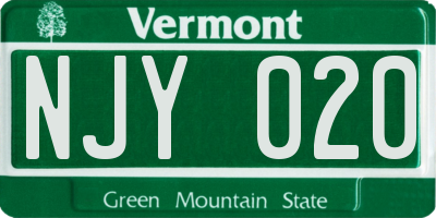 VT license plate NJY020