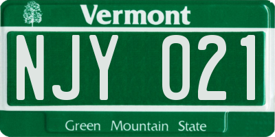 VT license plate NJY021