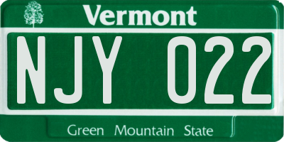 VT license plate NJY022