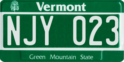 VT license plate NJY023