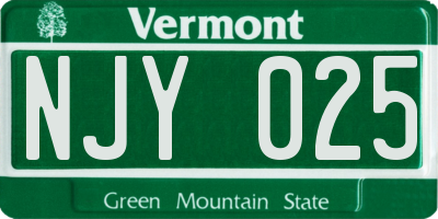 VT license plate NJY025