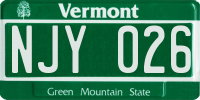 VT license plate NJY026