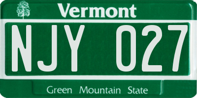 VT license plate NJY027