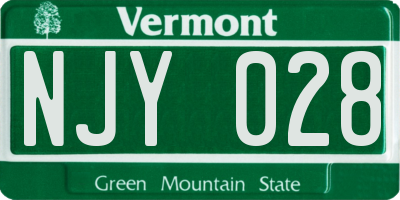 VT license plate NJY028