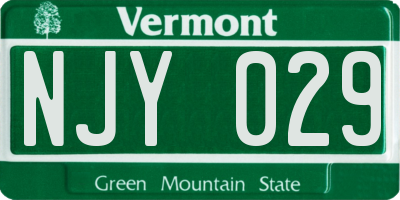 VT license plate NJY029
