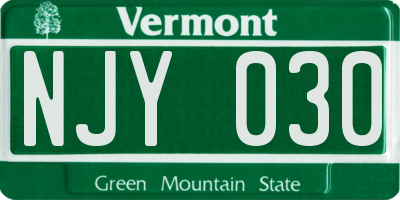 VT license plate NJY030