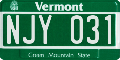 VT license plate NJY031