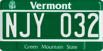 VT license plate NJY032