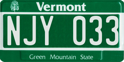 VT license plate NJY033