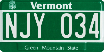 VT license plate NJY034