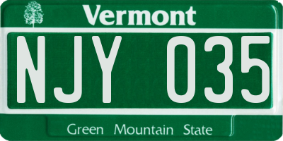 VT license plate NJY035