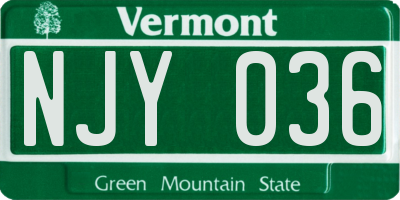 VT license plate NJY036