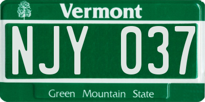 VT license plate NJY037