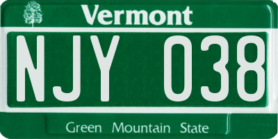 VT license plate NJY038