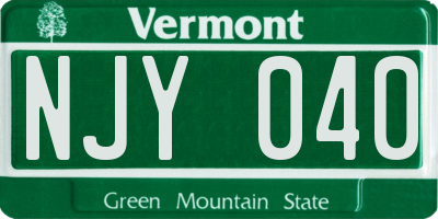 VT license plate NJY040