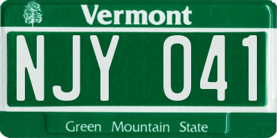 VT license plate NJY041