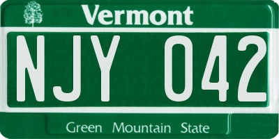 VT license plate NJY042