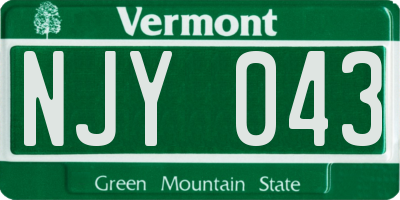 VT license plate NJY043