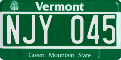 VT license plate NJY045