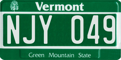 VT license plate NJY049