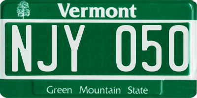VT license plate NJY050