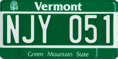 VT license plate NJY051