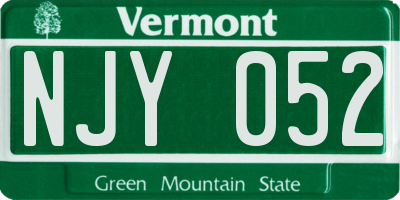 VT license plate NJY052