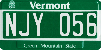 VT license plate NJY056