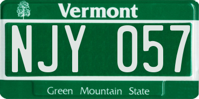 VT license plate NJY057