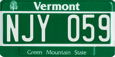VT license plate NJY059