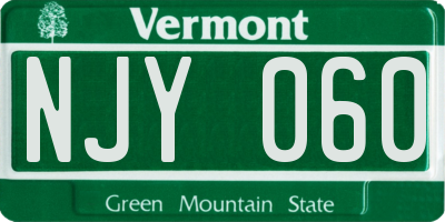 VT license plate NJY060