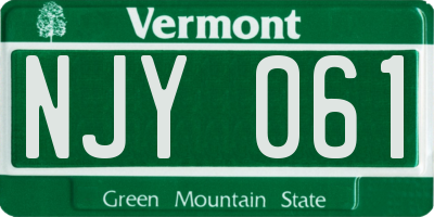 VT license plate NJY061
