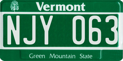 VT license plate NJY063