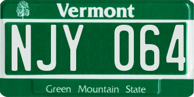 VT license plate NJY064