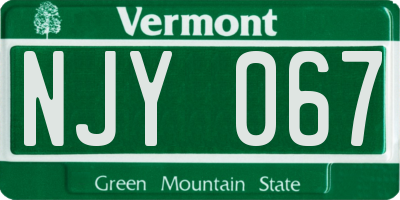 VT license plate NJY067