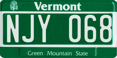 VT license plate NJY068