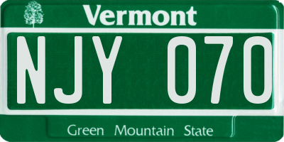 VT license plate NJY070