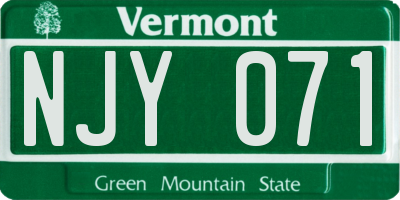 VT license plate NJY071