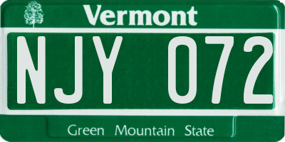 VT license plate NJY072