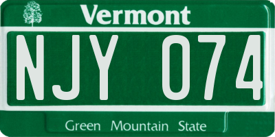 VT license plate NJY074
